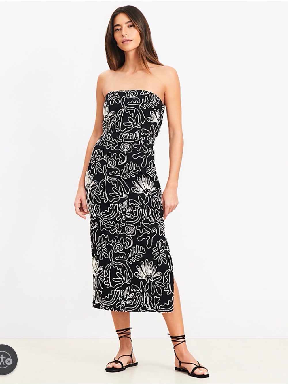 LOFT Petite Tropical Strapless Midi Dress Size 4